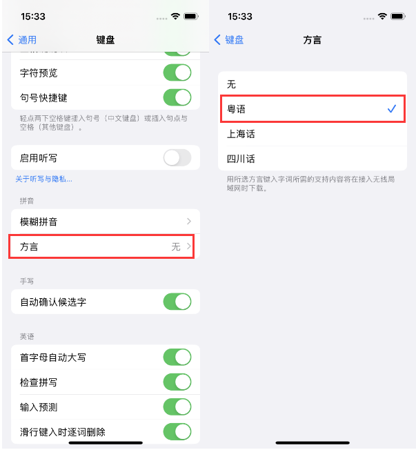 凤台苹果14服务点分享iPhone 14plus设置键盘粤语方言的方法 